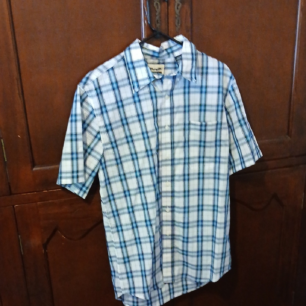 Wrangler Men's Blue Plaid Shirt Size M
